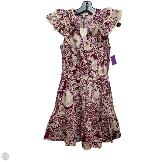 Dress Casual Short By Avara In Cream & Purple, Size: S