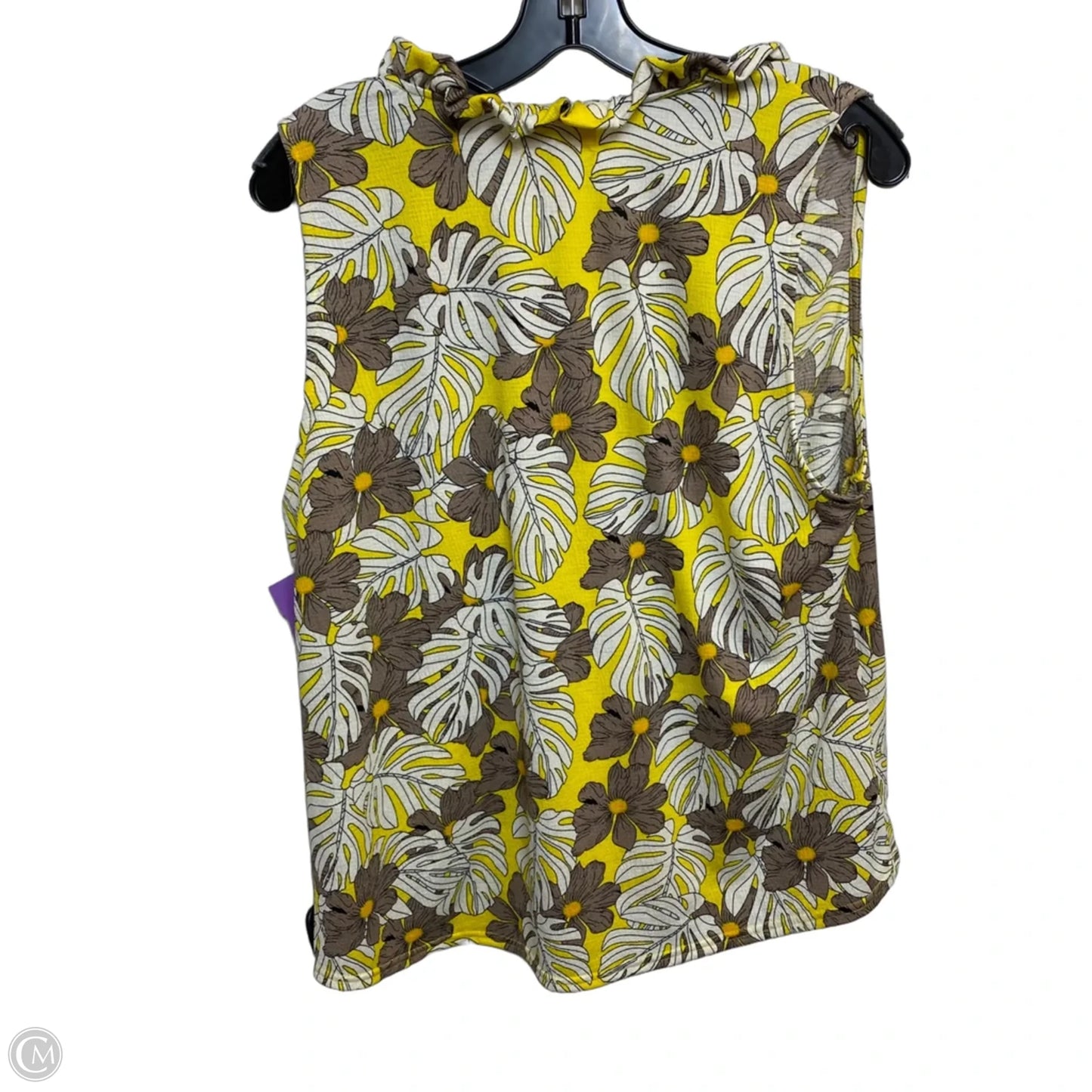 Top Sleeveless By Melloday In Grey & Yellow, Size: L