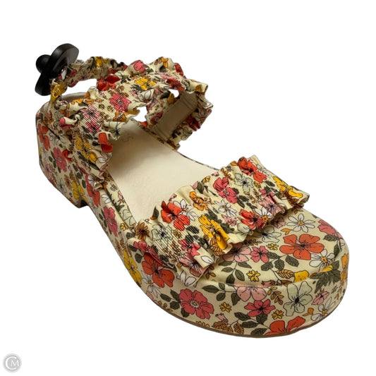 Sandals Heels Platform By Matisse In Green & Orange, Size: 7