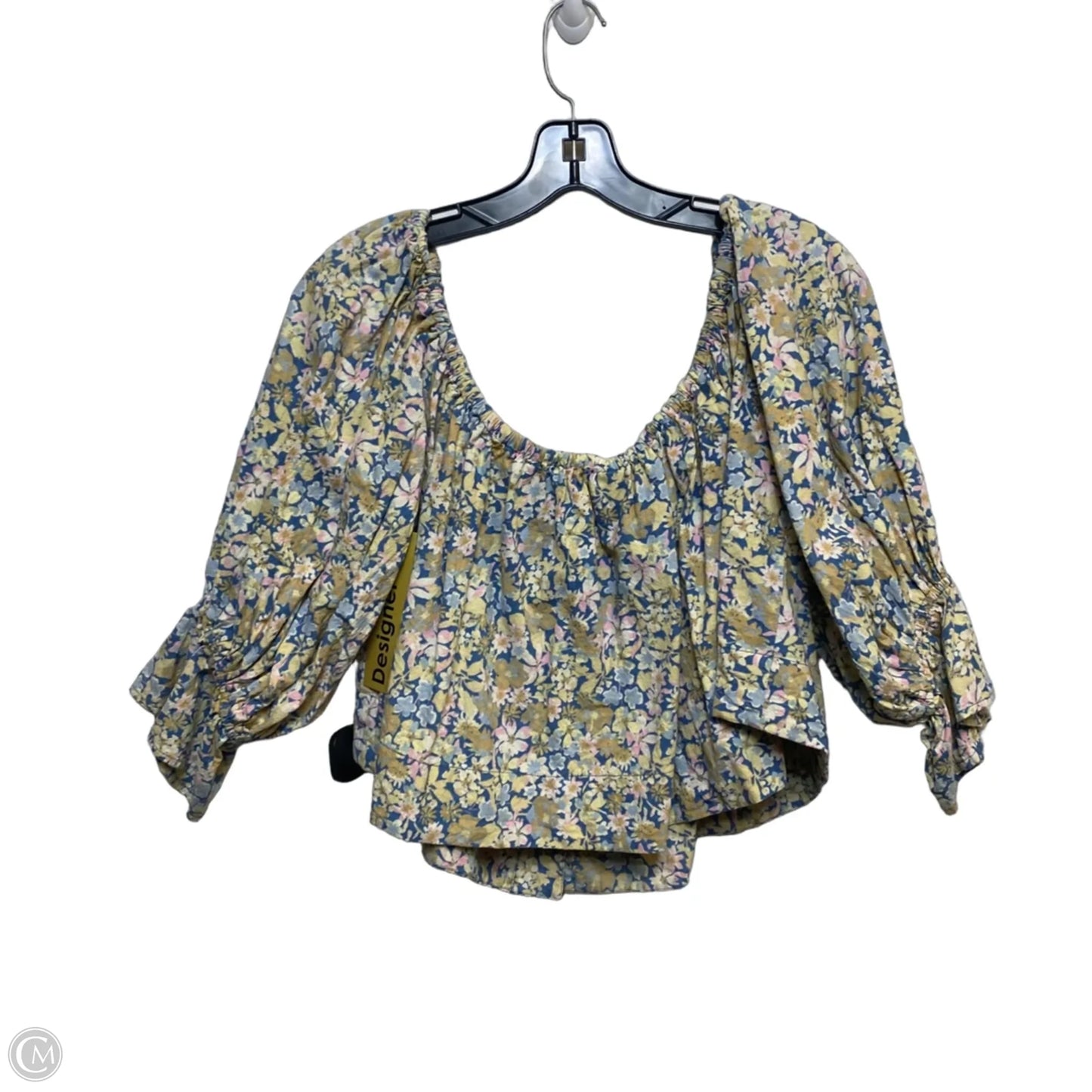 Top 3/4 Sleeve By Free People In Blue & Cream, Size: S