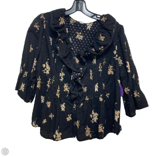 Top Short Sleeve By Ultra Pink In Black, Size: L