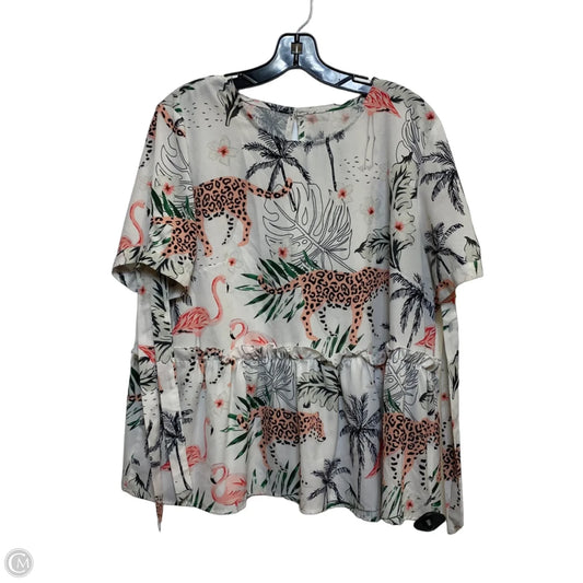 Top Short Sleeve By Cmf In Pink & White, Size: 1x