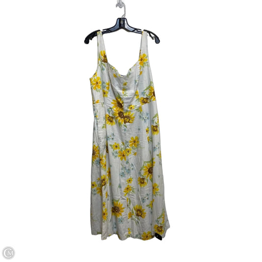 Dress Casual Midi By Old Navy In White & Yellow, Size: 2x