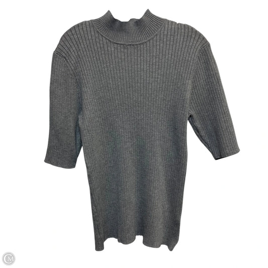Sweater Short Sleeve By Madison Grey In Grey, Size: Xl