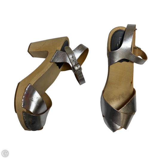 Sandals Heels Block By Swedish Hasbeens In Silver, Size: 7.5