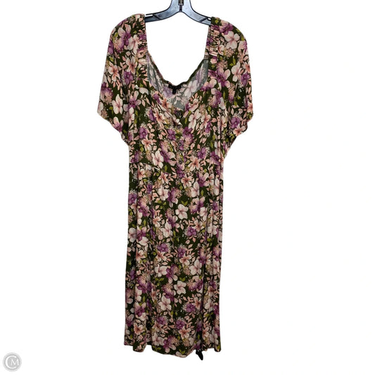 Dress Casual Short By As U Wish In Green & Purple, Size: 4x
