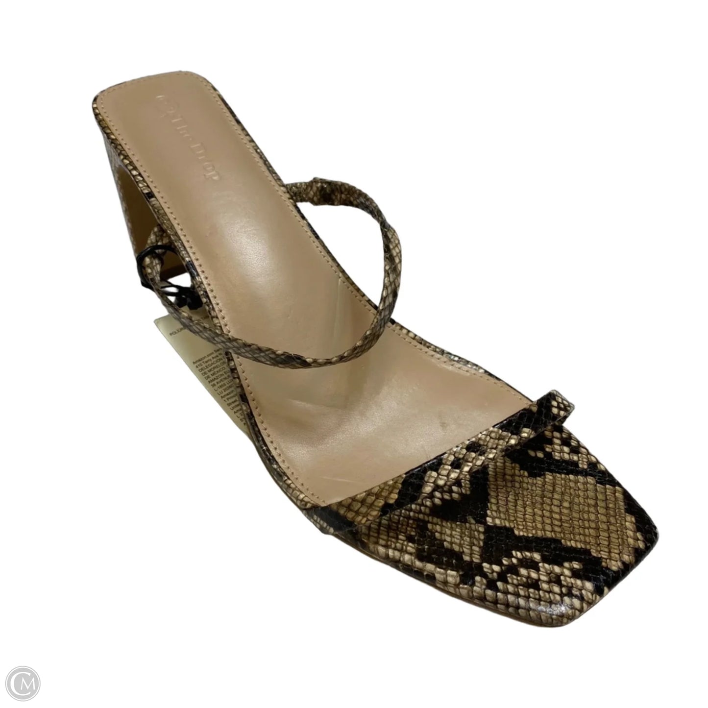 Sandals Heels Block By The Drop In Snakeskin Print, Size: 13