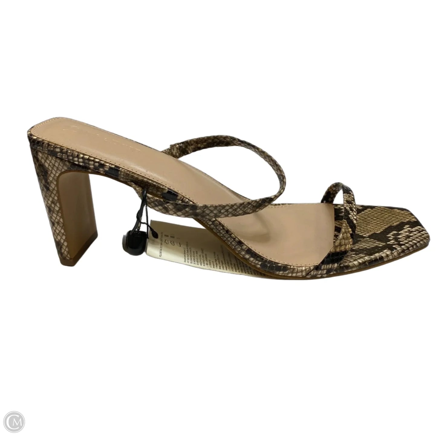 Sandals Heels Block By The Drop In Snakeskin Print, Size: 13