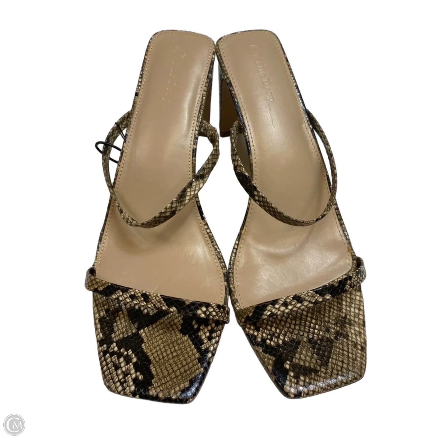 Sandals Heels Block By The Drop In Snakeskin Print, Size: 13