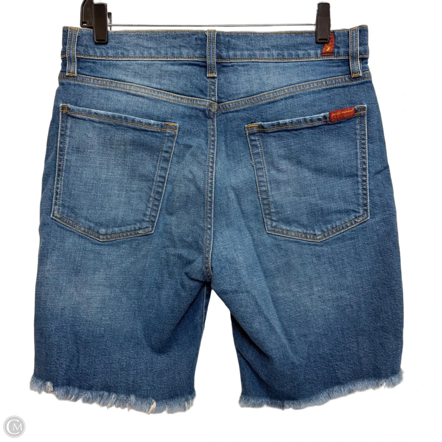 Shorts Designer By 7 For All Mankind In Blue Denim, Size: 16