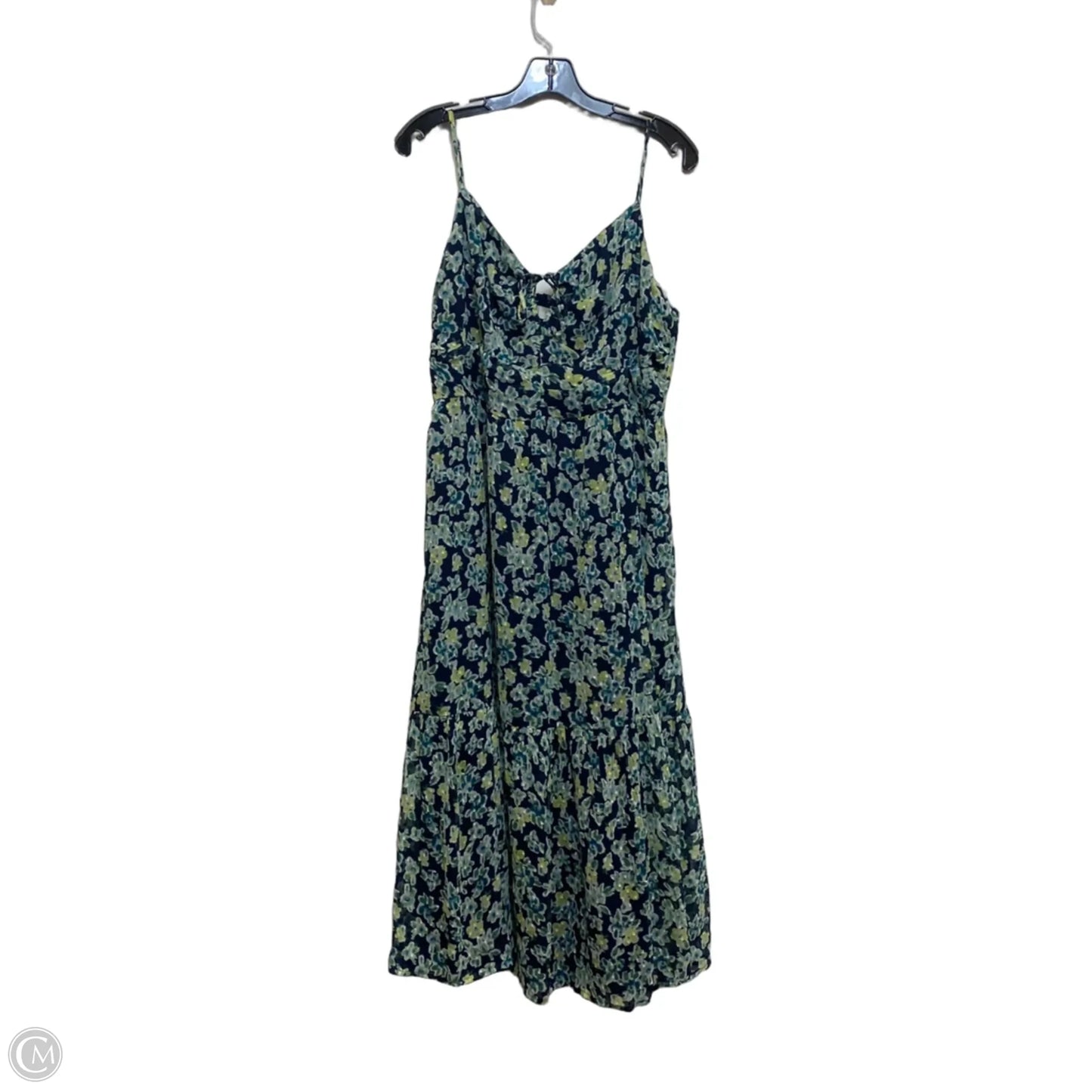 Dress Casual Midi By Loft In Blue & Green, Size: L