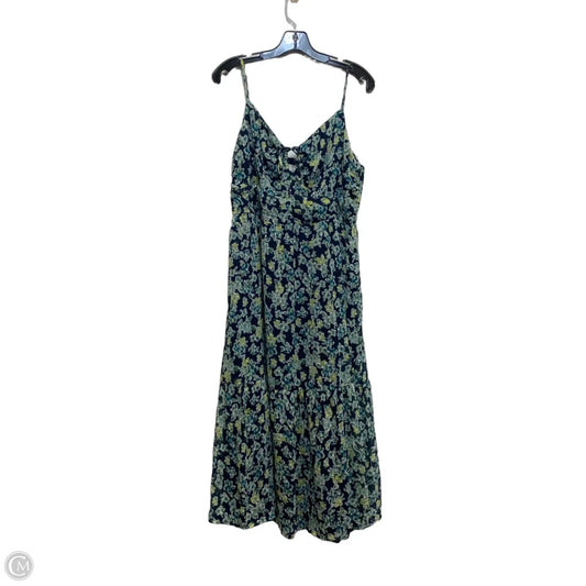 Dress Casual Midi By Loft In Blue & Green, Size: L