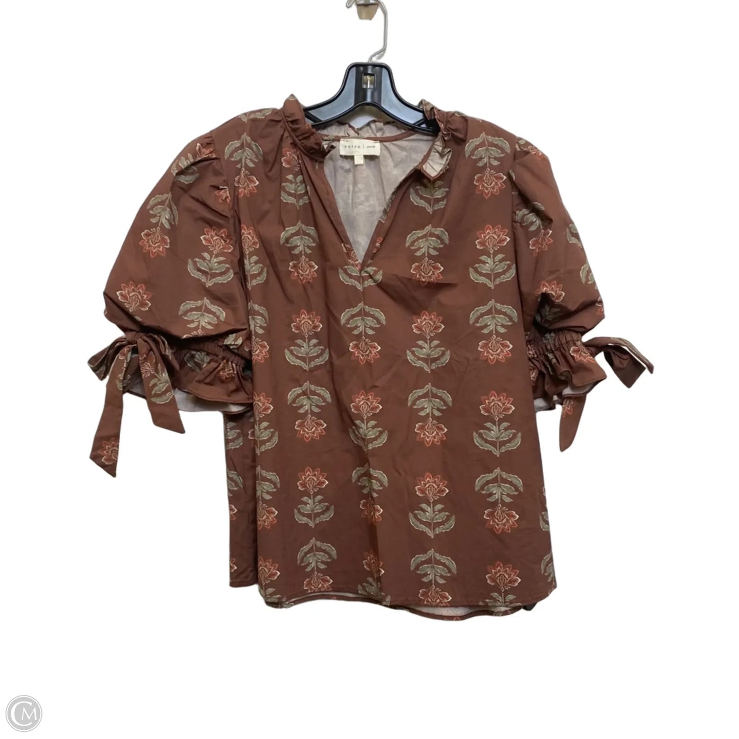 Top Short Sleeve By Entro In Brown, Size: S