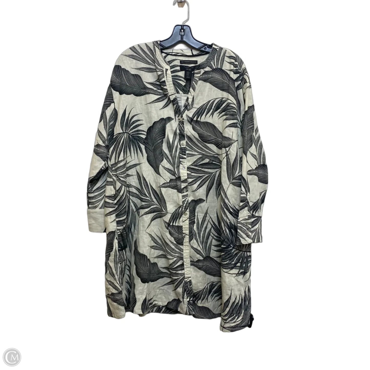 Top Long Sleeve By Tahari In Black & Cream, Size: Xl