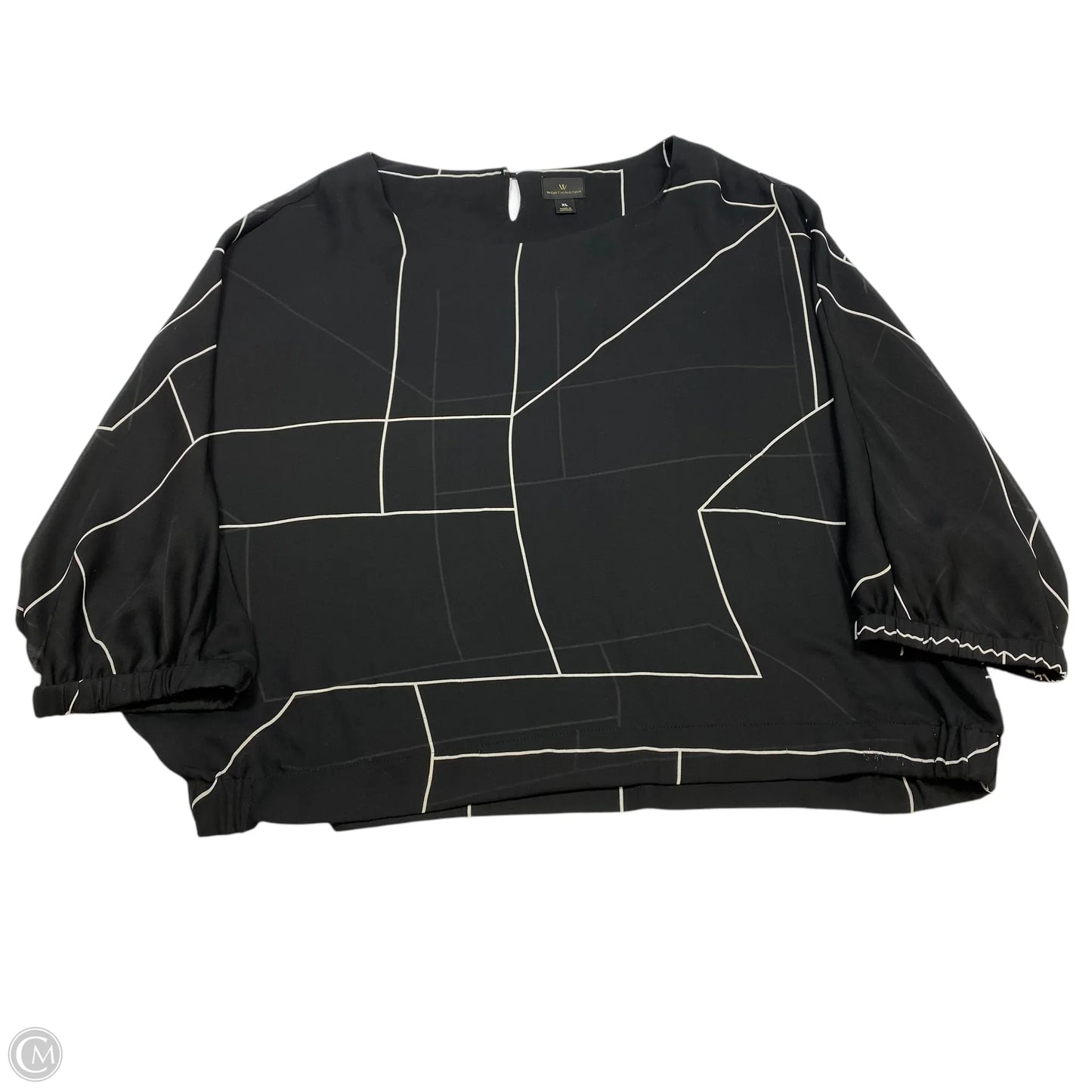 Blouse 3/4 Sleeve By Worthington In Black, Size: Xl