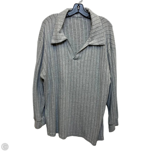 Top Long Sleeve By Shein In Grey, Size: 3x