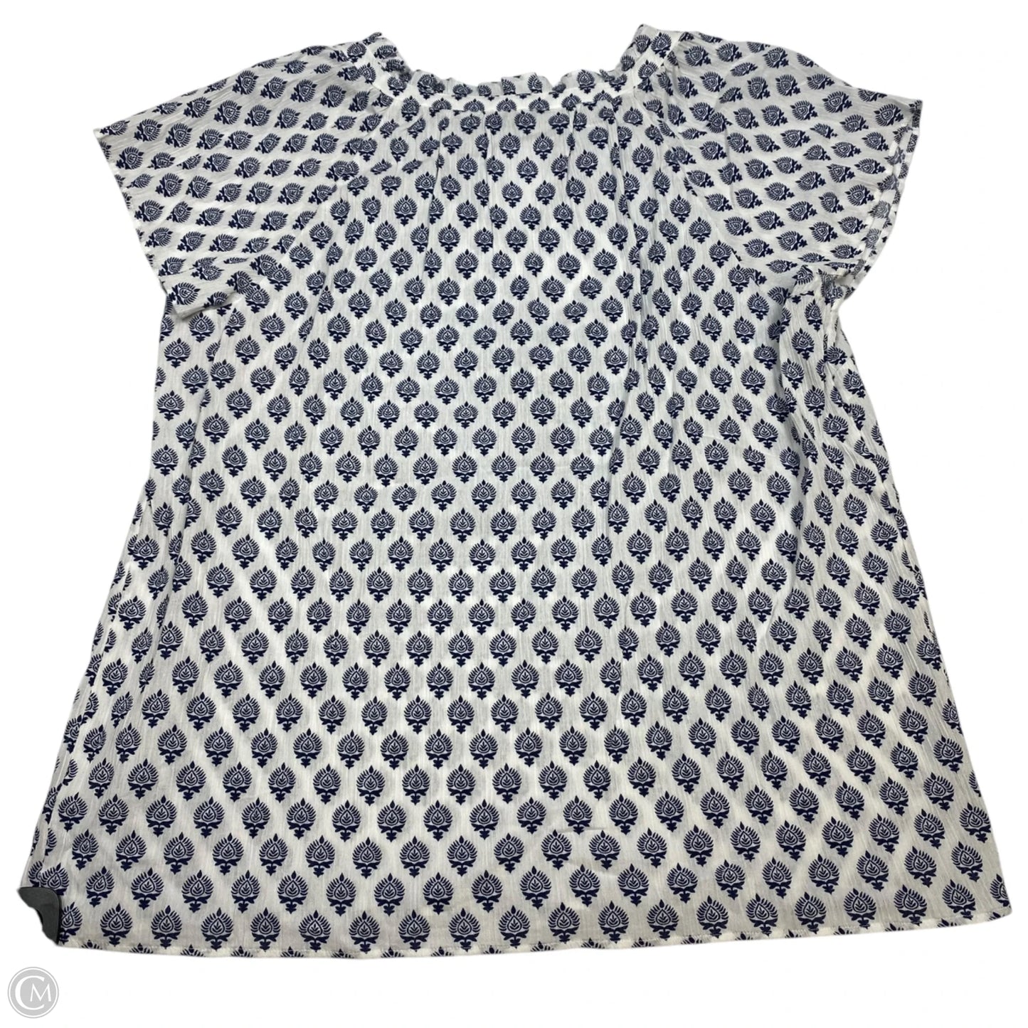 Top Short Sleeve By Talbots In Blue & White, Size: L