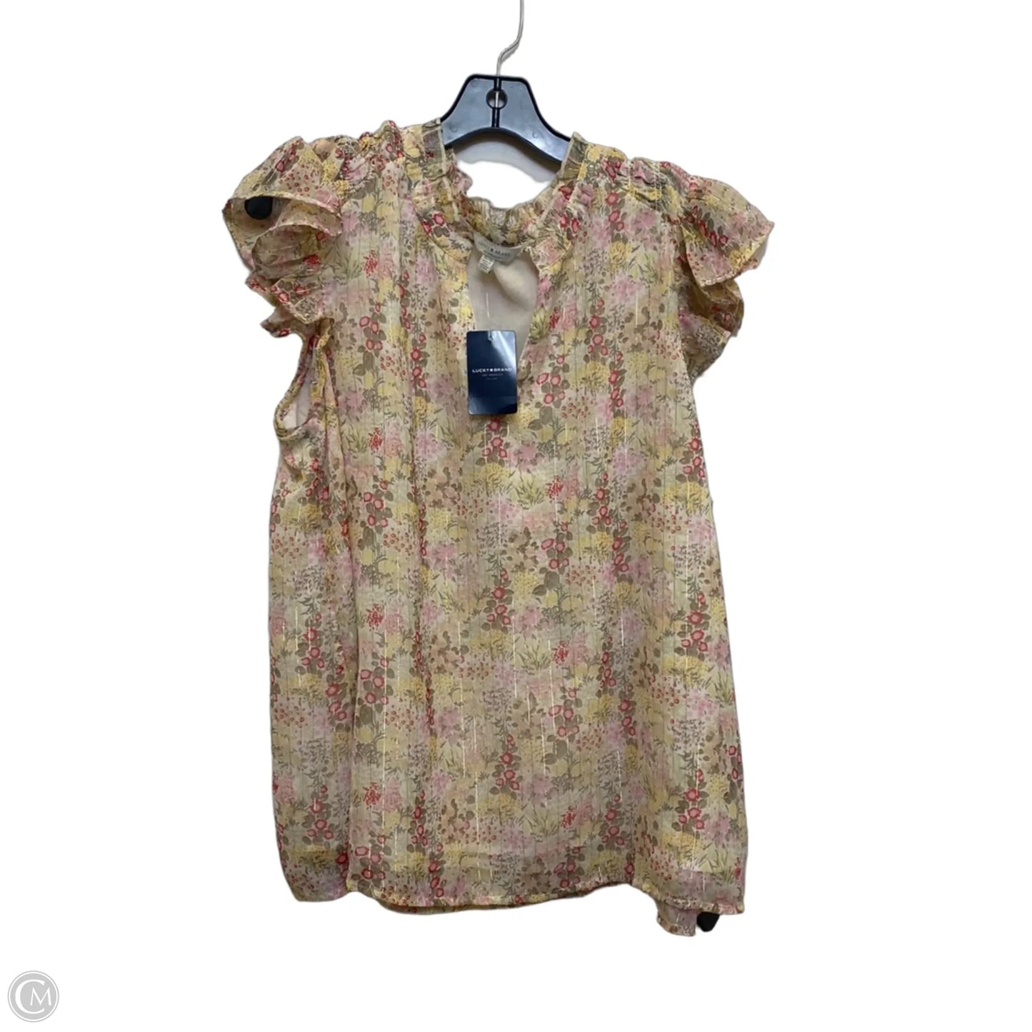Top Sleeveless By Lucky Brand In Pink & Yellow, Size: 1x