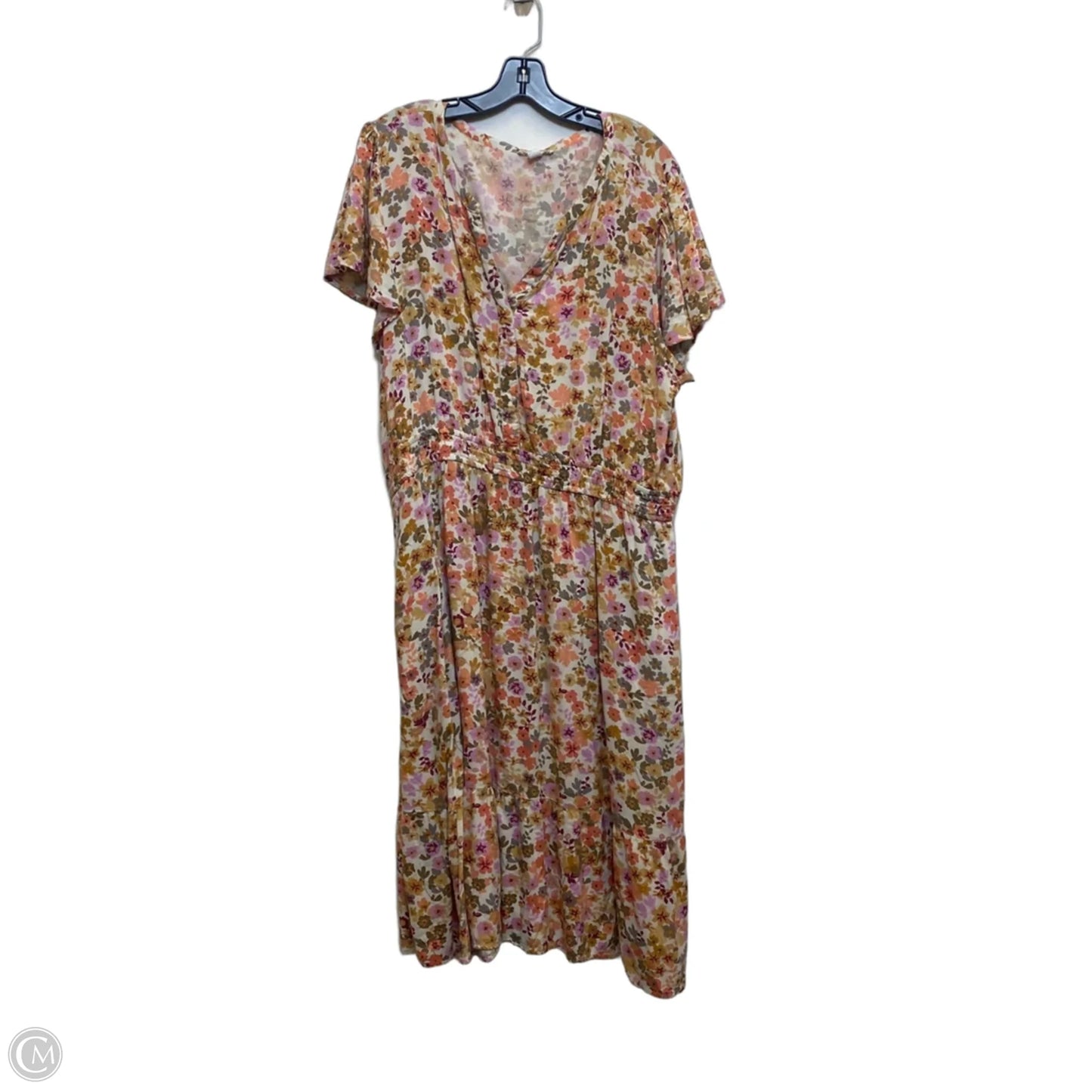Dress Casual Midi By Beachlunchlounge In Orange & Purple, Size: Xxl