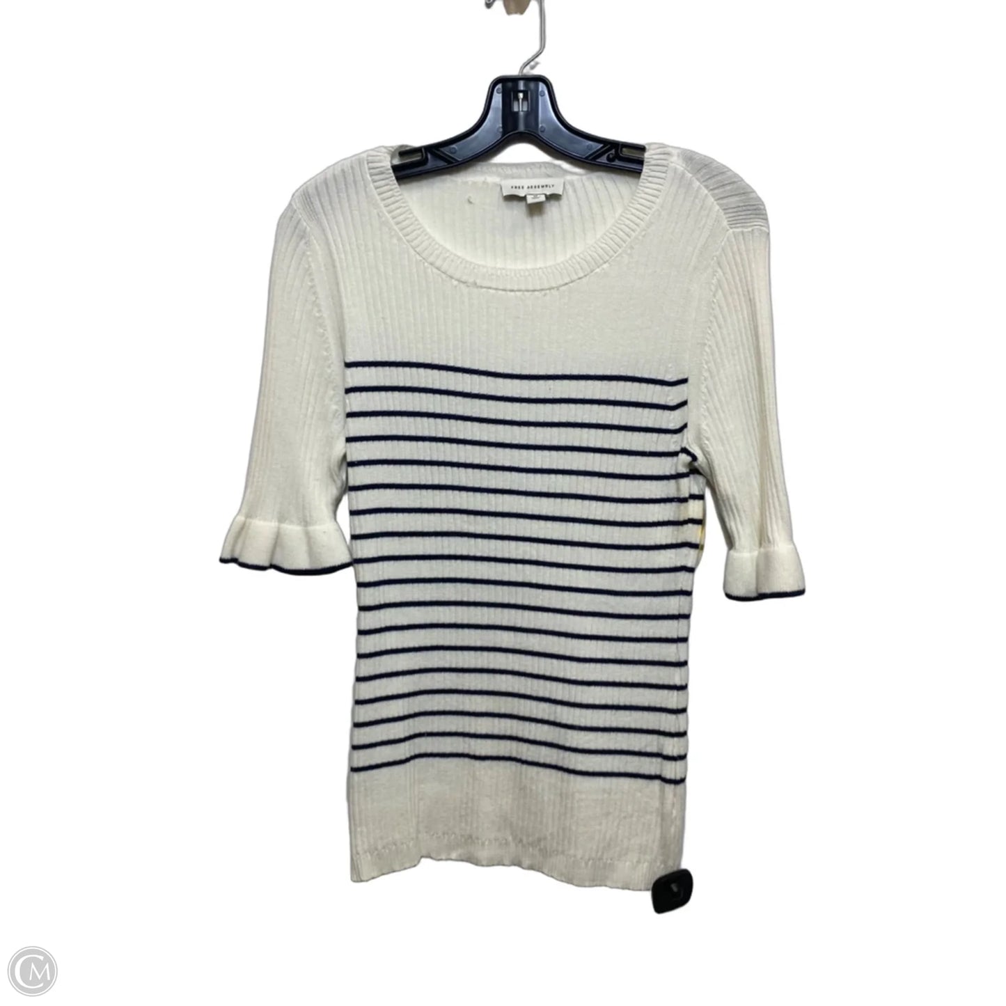 Top Short Sleeve By Free Assembly In Blue & White, Size: M