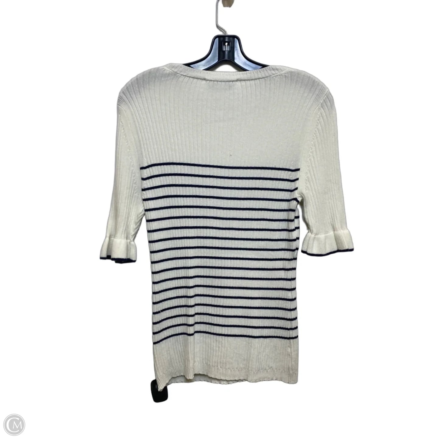 Top Short Sleeve By Free Assembly In Blue & White, Size: M