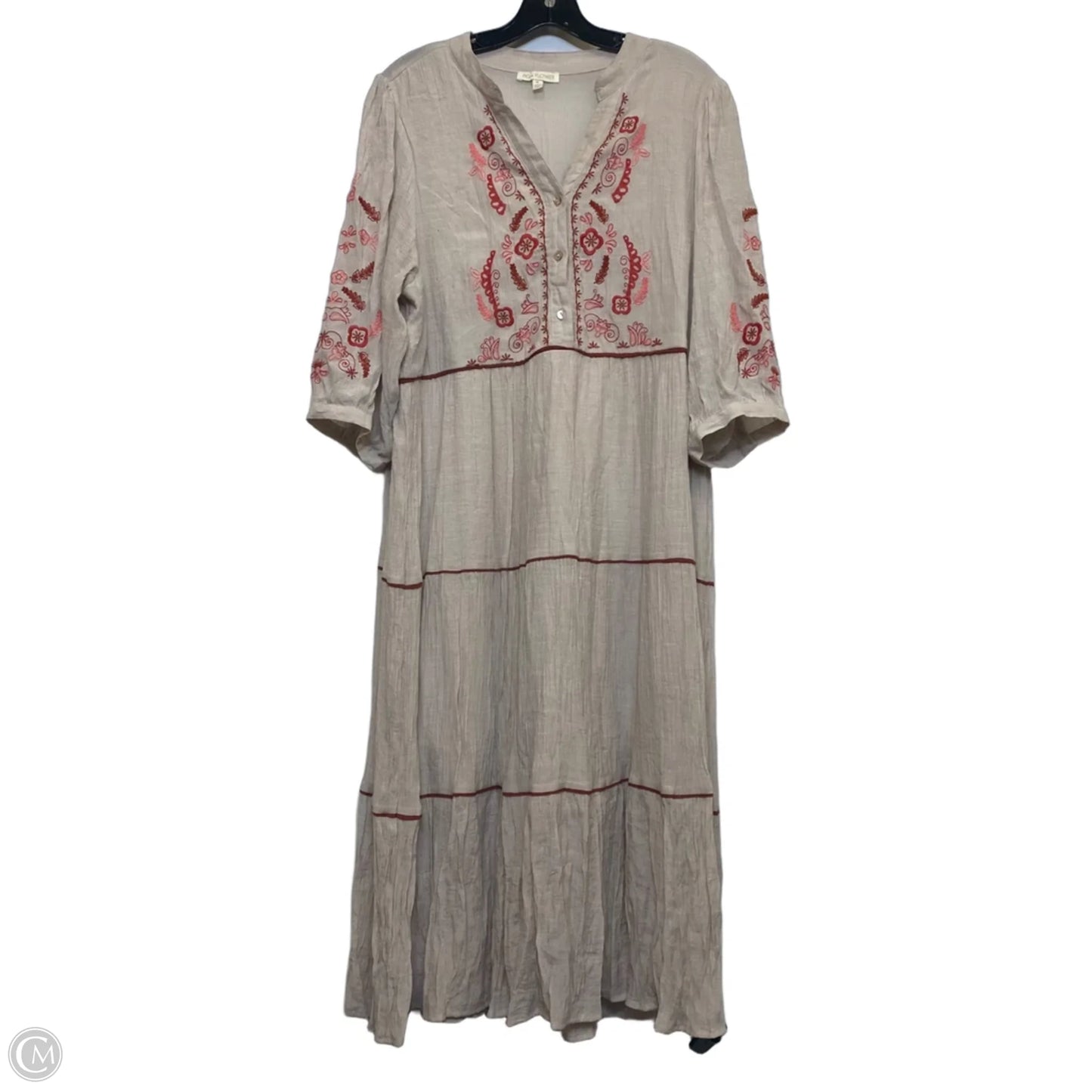 Dress Casual Midi By FIG + FLOWER  In Red & Tan, Size: Xl