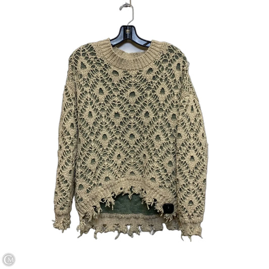 Sweater By Gimmicks In Green & Tan, Size: M