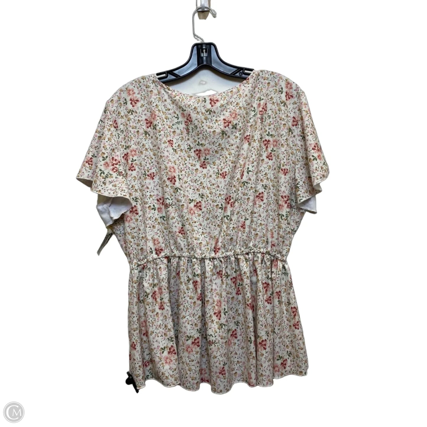 Top Short Sleeve By Arula In Pink & White, Size: Xl