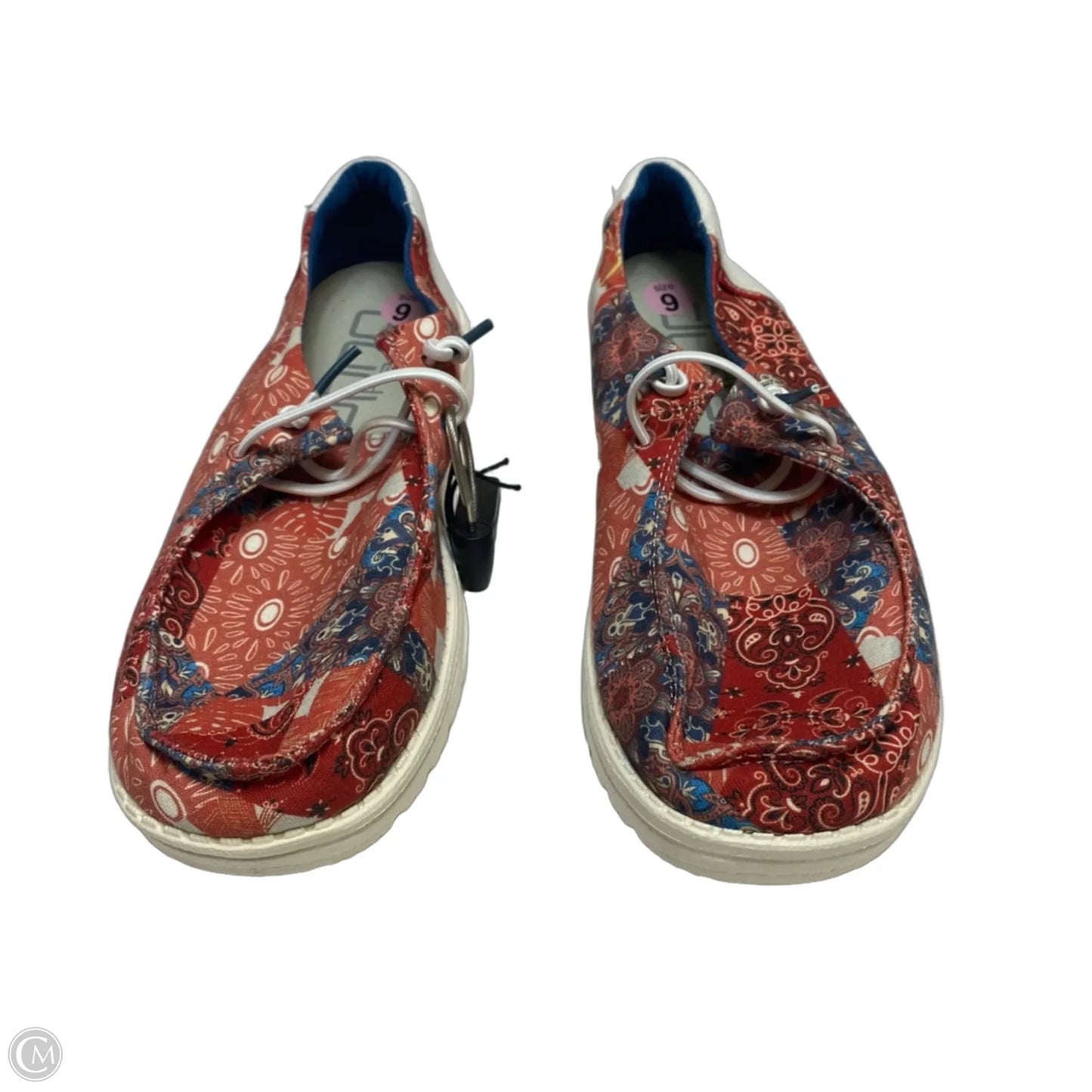 Shoes Flats By Hey Dude In Blue & Red, Size: 9