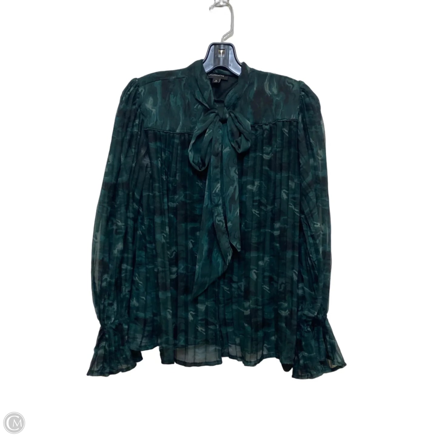 Blouse Long Sleeve By Calligraphie In Green, Size: S