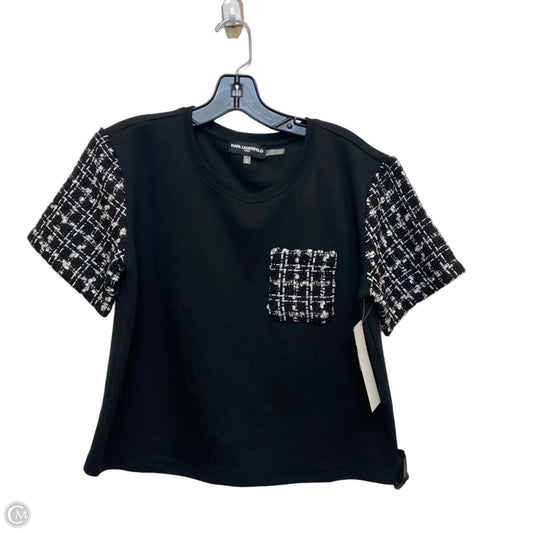 Top Short Sleeve Designer By Karl Lagerfeld In Black, Size: S