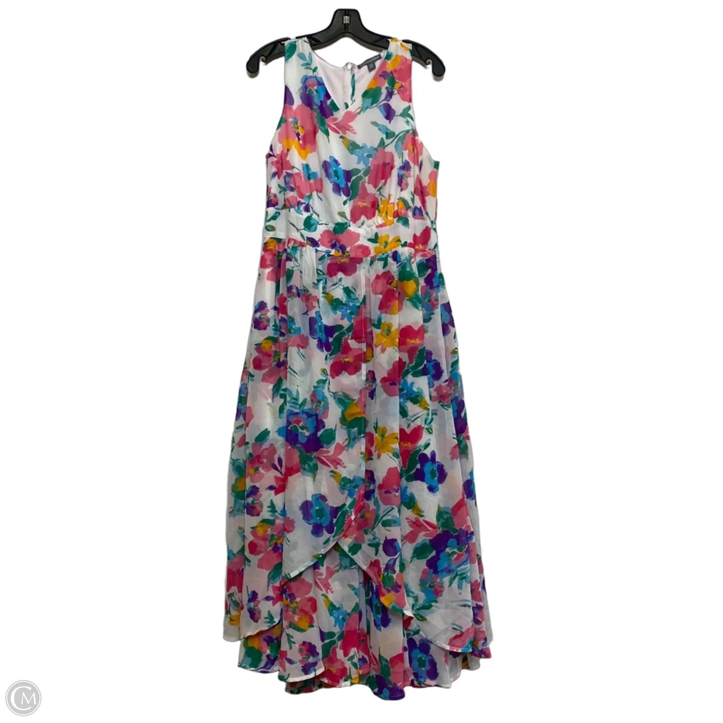 Dress Casual Midi By Jessica London In Green & Pink, Size: L
