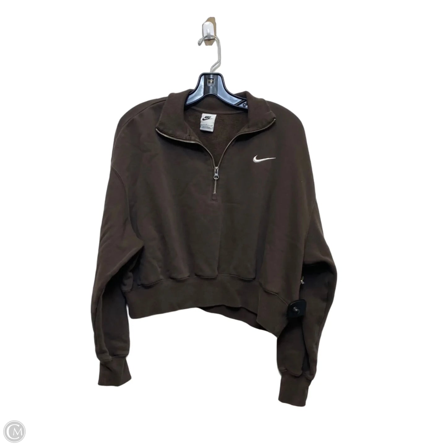 Athletic Sweatshirt Collar By Nike In Brown, Size: L