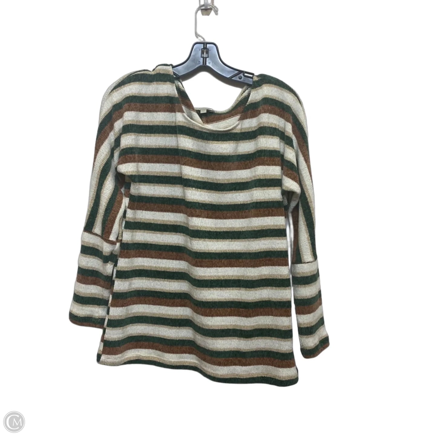 Sweater By Chenault In Cream & Green, Size: L
