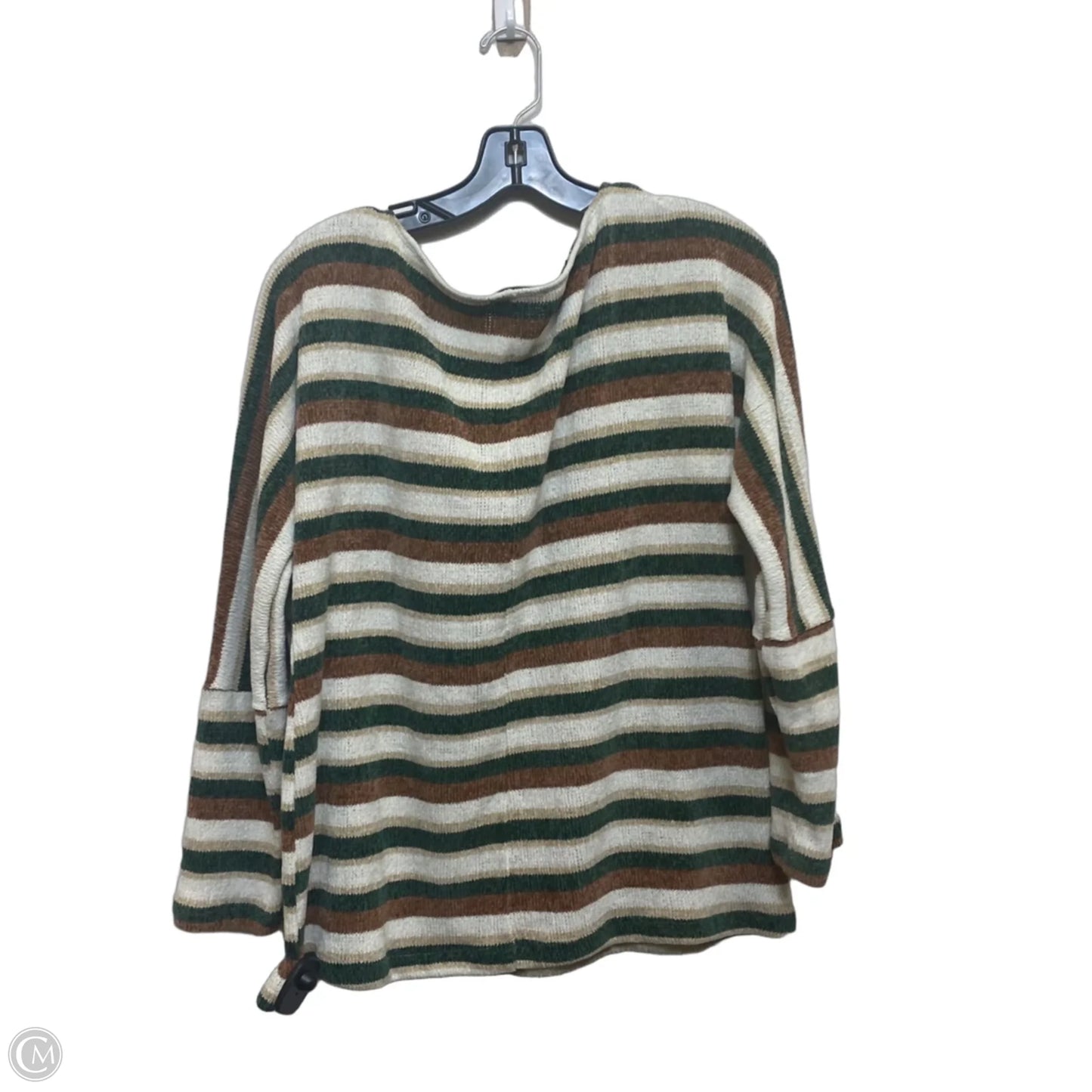 Sweater By Chenault In Cream & Green, Size: L