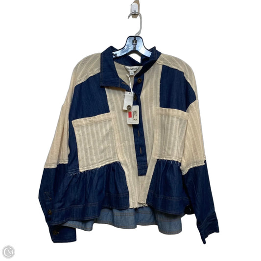 Top Long Sleeve By Davi & Dani In Blue & Cream, Size: S