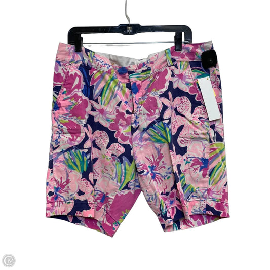 Shortalls Designer By Lilly Pulitzer In Blue & Pink, Size: 14