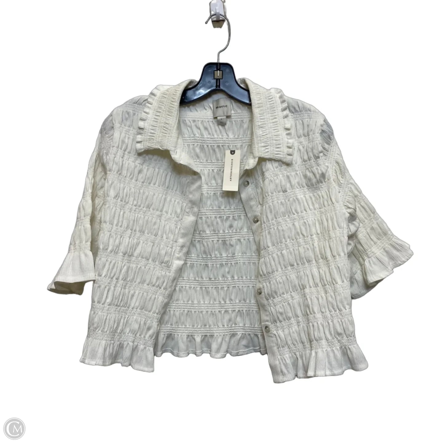 Top Short Sleeve By Maeve In White, Size: L
