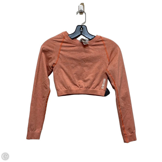 Athletic Top Long Sleeve Crewneck By Gym Shark In Orange, Size: S
