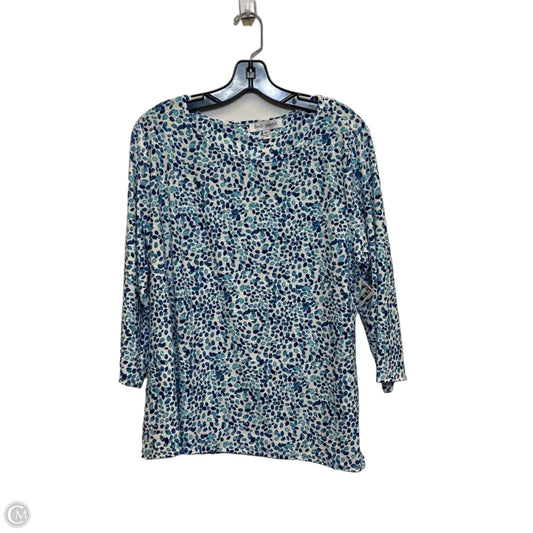 Top 3/4 Sleeve By Emily Daniels In Blue & White, Size: Xl