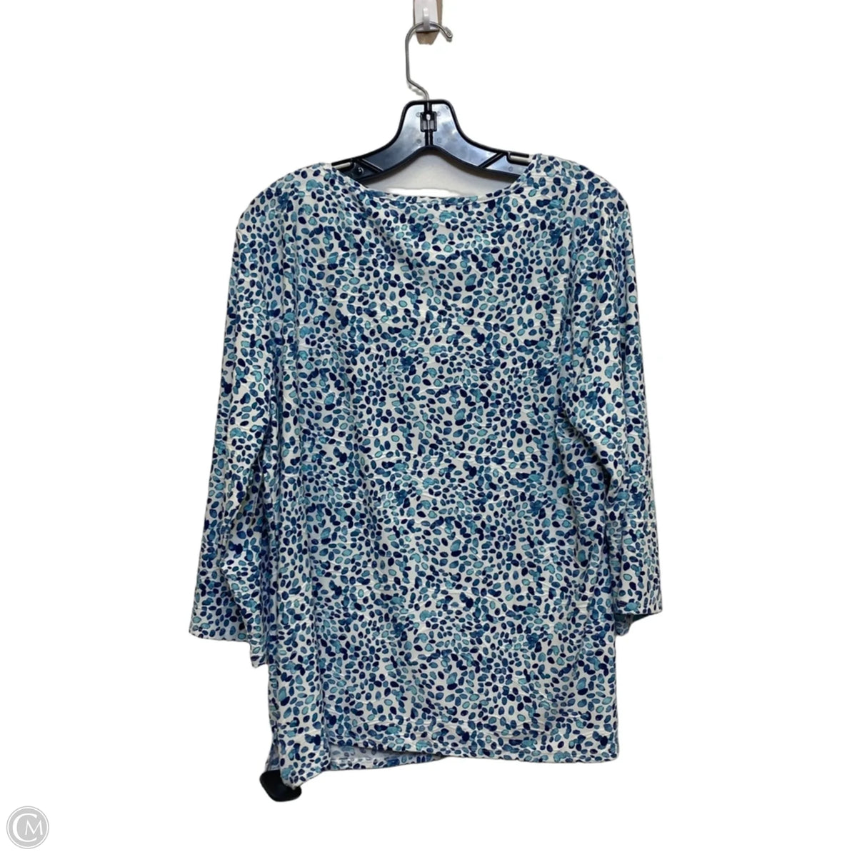 Top 3/4 Sleeve By Emily Daniels In Blue & White, Size: Xl