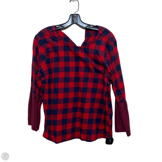 Top 3/4 Sleeve By J. Crew In Blue & Red, Size: L