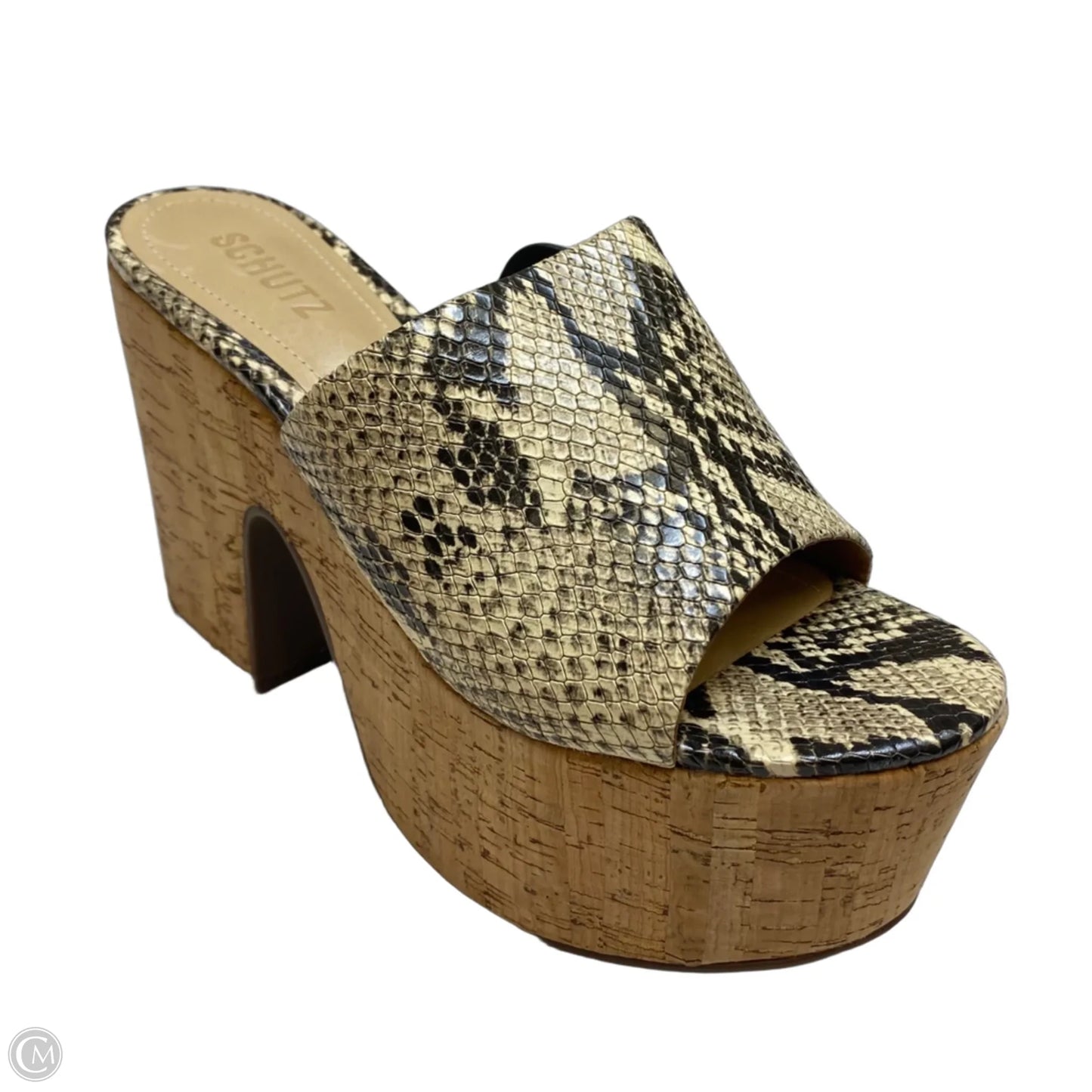 Sandals Heels Block By Schutz In Snakeskin Print, Size: 7