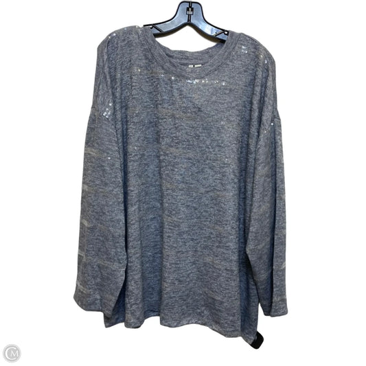 Top Long Sleeve By Cato In Grey, Size: 4x