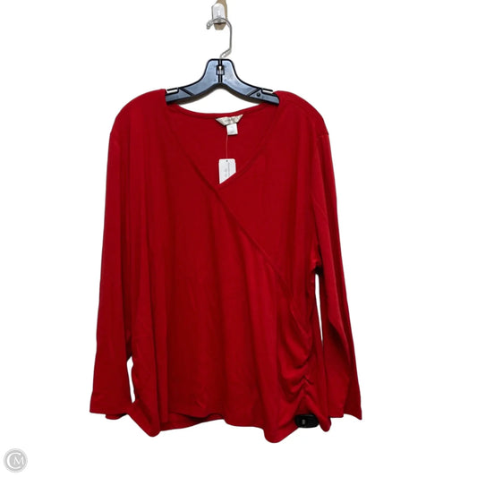 Top Long Sleeve By Cj Banks In Red, Size: 3x