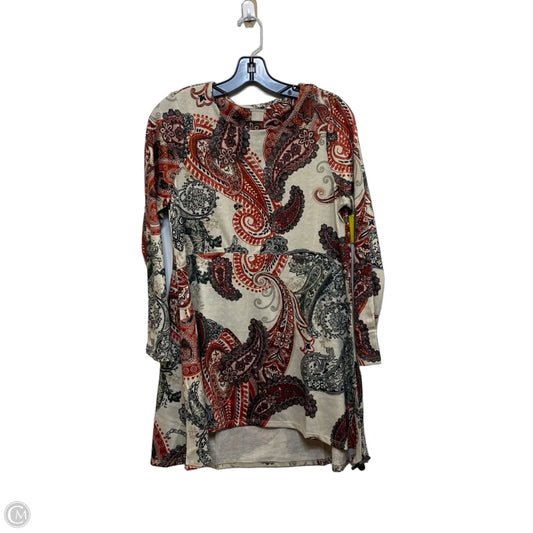 Top Long Sleeve By Chicos In Red & Tan, Size: S