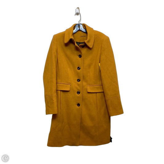 Coat Trench Coat By Calvin Klein In Yellow, Size: M