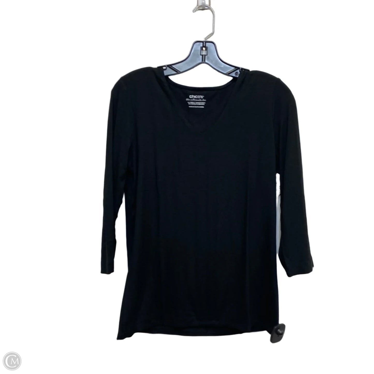 Top 3/4 Sleeve Basic By Chicos In Black, Size: S
