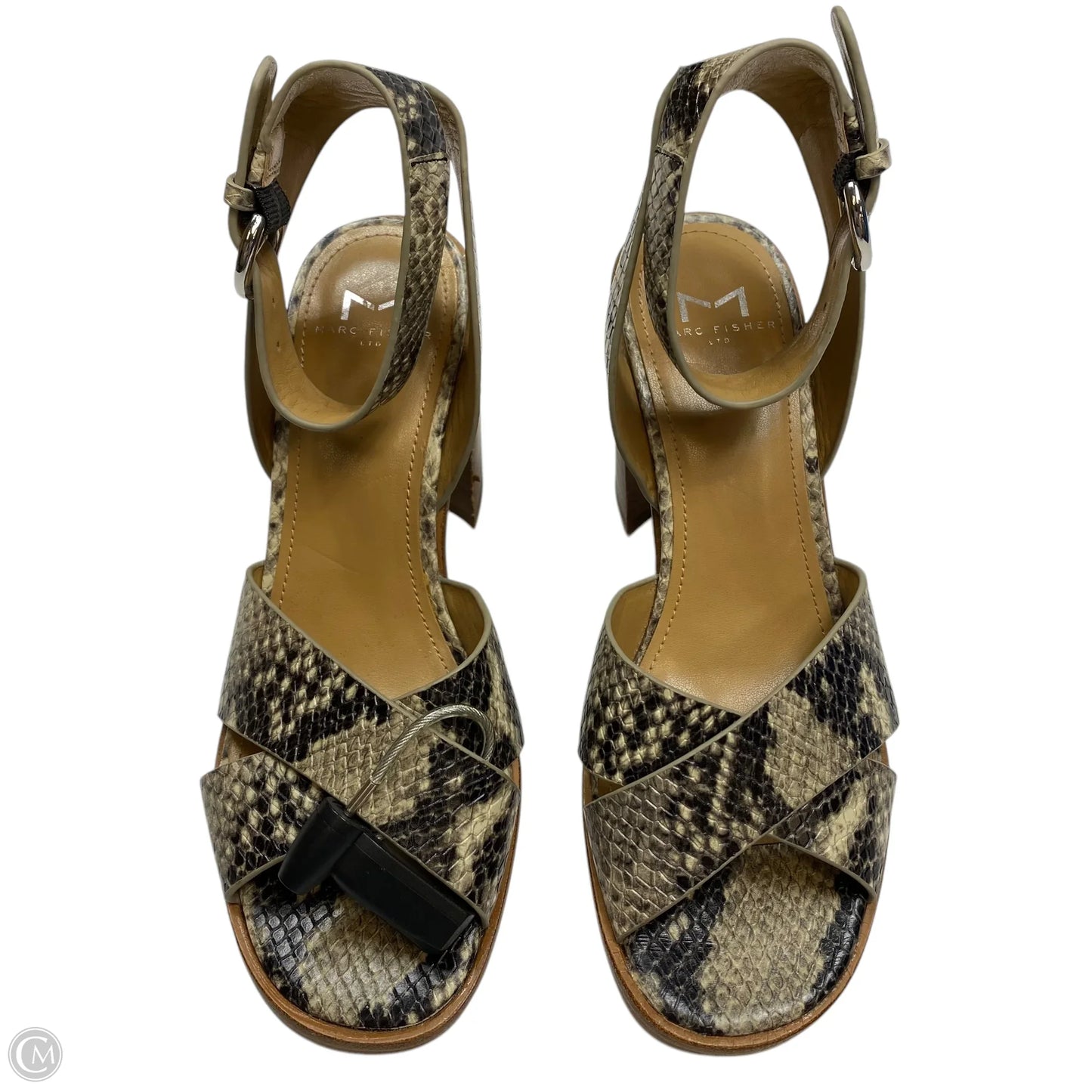 Sandals Heels Block By Marc Fisher In Snakeskin Print, Size: 5.5