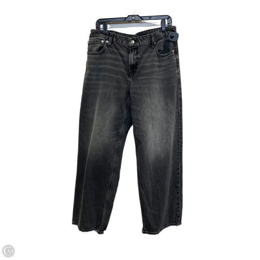 Jeans Wide Leg By American Eagle In Black Denim, Size: 14